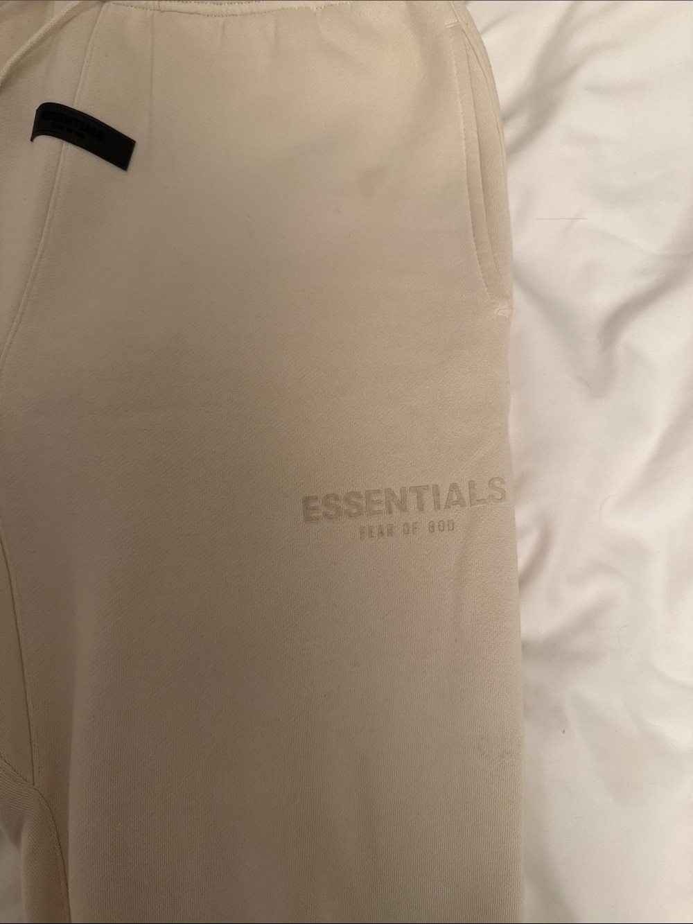 ESSENTIALS Cream Drawstring Joggers - Picture 2 of 4